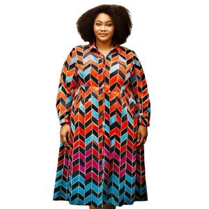 Eloquii Plus Size Chevron Pattern Dress